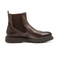 Botas de moda Chelsea hechas a mano para hombre, zapatos de vestir de cuero, estilo británico de cabeza redonda, Otoño/Invierno - details 5