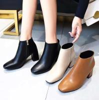 Botas cortas y de cuero con punta cuadrada cómodas y modernas para mujer - details 0