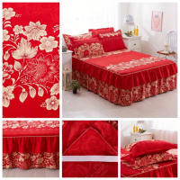 Juego De 3 piezas De Falda De Cama De Macramé, Juego De Cama Antideslizante Universal Con Estampado De Flore - details 0
