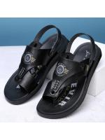 Sandalias de costura Retro para hombre, zapatillas de transferencia, zapatos de cuero antideslizantes, cómodos, informales, moda de verano - details 4