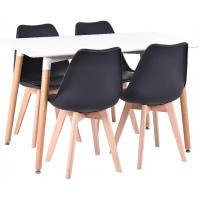 Sillas de ComedorBasic - Pack de 4 Sillas Nórdicas en Blanco, Negro y Gris con Asiento Tapizado y Patas de Madera de Haya Maciza (Negro) - details 6