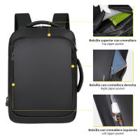 Mochila de viaje de gran capacidad para hombre, bolsa para ordenador portátil de negocios con carga USB, bolso personalizable para exteriores - details 6