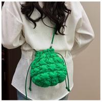 Dulce bolso de cubo con cordón de estilo coreano, bolso de rejilla, pequeño bolso cruzado, bolso para teléfono móvil, bolso de hombro de nailon de Color sólido, viaje - details 11