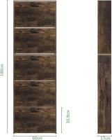 Mueble zapatero de 12 pares - Estantería de gran capacidad para vestíbulo o pasillo - (ancho) 60 x (profundidad) 24 x (alto) 80 cm - Madera clara blanca - details 168