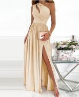 2025 Calidad Mujeres Slant Hombre Hueco Temperamento Gradiente de Color Alta Split Vestidos Largos - details 3