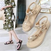 Sandalias Boho Chic para Mujer 2025 Diseño Retro con Strass y Cuentas Punta Redonda y Plano - details 7