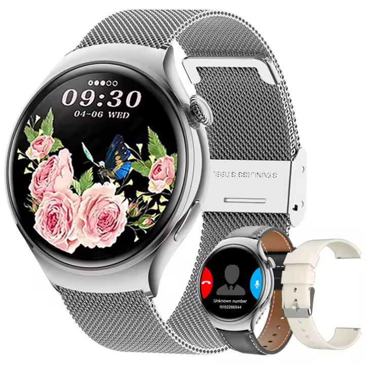 Relojes inteligente papa mujeres Llamada Bluetooth HD,Notificacion Mensajes,Modos Multideportivos,Seguimiento de salud inteligente las 24 horas,Esfera de Reloj Personalizada y 100+ cara de reloj,Reloj impermeable,Control de camara,música,Pronóstico tiempo - 1