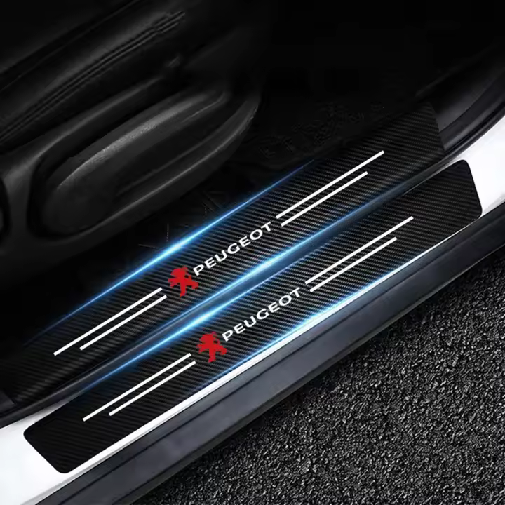 Protectores de Fibra de Carbono para Puerta de Coche, accesorio para Peugeot 208, 2008, 207, 301, 308, 408, 4008, 508, Rifter, Decoración para Estribos de Coche Pegatinas, 4 Piezas - 1
