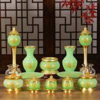 Buda de Jade Liuli en Casa Ofrenda Interior con Sutra del Corazón y Flor de Loto - details 19