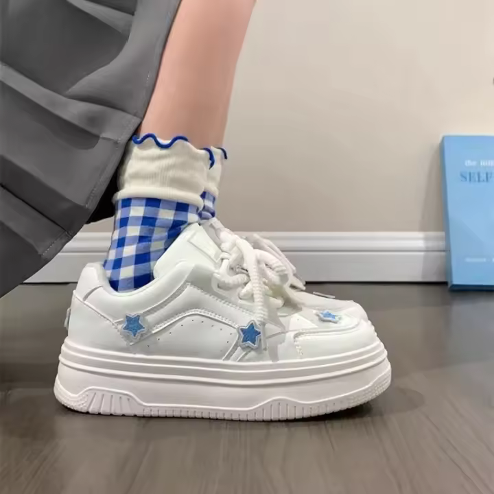 Nuevos Zapatos Casuales de Plataforma Blancos para Mujer, Versátiles y Cómodos, Estilo Nicho 2025 - 1