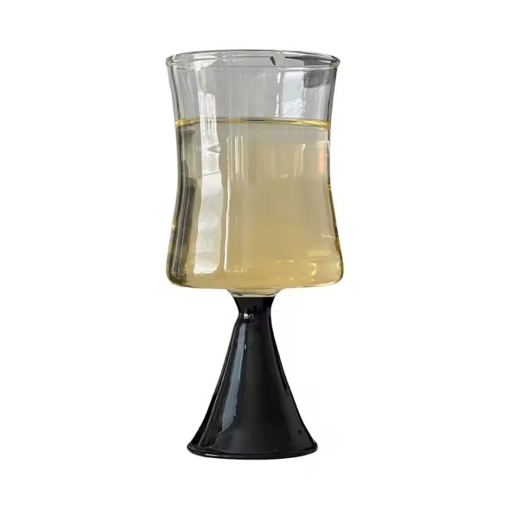 Copa de cristal vintage estilo Ins, copas de vino tinto con cola de tallo inferior negro, copas de Bar, 1 pieza - 1