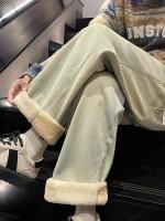 Pantalones vaqueros de invierno para hombre, pantalones vaqueros de pierna recta cálidos a la moda, pantalones vaqueros de pierna ancha azul retro - details 10