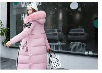 Abrigo de plumón para mujer, chaqueta de invierno con cuello de piel grande, chaqueta gruesa ajustada, Chaqueta de algodón con capucha a la moda, chaqueta larga de invierno para mujer - details 15