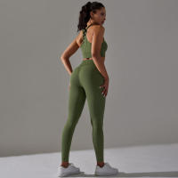 Conjunto de Yoga sin costuras para mujer, ropa deportiva para gimnasio, sujetador de entrenamiento, mallas para correr de cintura alta, para Fiess - details 15