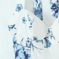 Vestido de verano 2025 con estampado floral, cuello halter en contraste de color, sin espalda, falda corta, nueva moda para mujer - details 9
