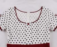Vestido de Verano Vintage Hepburn Polka Dot de Contraste Cuello Cuadrado de los 50 Cintura Alta - details 2