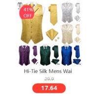 Chaleco de seda sólida para hombre, corbata de color champán, rosa, azul, verde, morado y rojo, gemelos de pañuelo, clips formales para boda y negocios - details 46