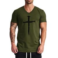 Camiseta Deportiva de Algodón para Hombres Cuello en V, Manga Corta, Moda Transpirable, Ajuste Delgado, Limpieza a Mano, Para Primavera/Verano - details 7