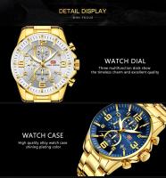 Reloj de lujo para hombre dorado, esfera grande y llamativa, luminoso, resistente al agua, de acero inoxidable, éxito de ventas en Oriente Medio para hombre de negocios. - details 7