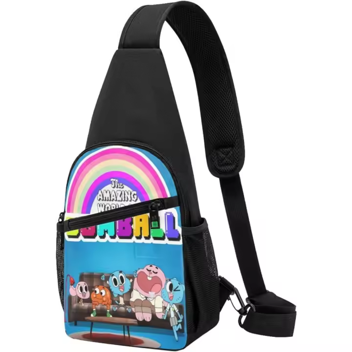 Bolso de Pecho Negro Ajustable Unisex Bolso de Viaje y Senderismo con Diseño de Anime Amazing World - 1