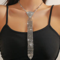 Collar Largo Estilo Corbata 2025 Collar de Strass con Flecos y Efecto Garras - details 2
