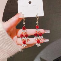 Pendientes de borla de circonita roja para mujer, elegantes pendientes con colgante de cristal rosa, joyas llamativas para fiestas y bodas - details 13