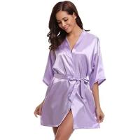 Bata de satén para mujer, lencería íntima, ropa de dormir sedosa, regalo de boda nupcial, bata de baño tipo kimono informal, camisón Sexy - details 1