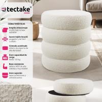 Taburete Almacenaje Bouclé, Carga: 120 kg, MDF, Puff Almacenaje, Taburete Dormitorio, Reposapies Puff, Zapatero Entrada Recibidor, Asiento Acolchado, Ideal Salón Hogar - 42 x 47 cm Crema - details 2