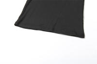 BUNO-Conjunto elegante de 2 piezas con pliegues de gato extraño para mujer, Tops cortos sexis sin mangas con cuello bajo + Pantalones rectos con borlas de cintura Irregular, traje liso - details 31