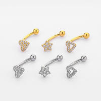 Piercing para el ombligo de titanio F136, 14 gramos, barra plana de circonita, Anillo para el ombligo, ceja brillante, joyería para el cuerpo - details 1
