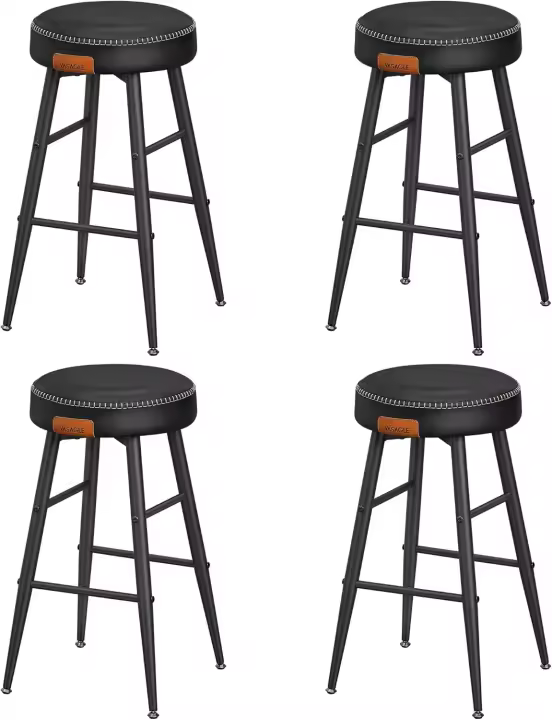Juego de 4 Taburetes de Bar Taburetes de Cocina Taburetes de Desayuno Cuero Sintético con Costuras - 1