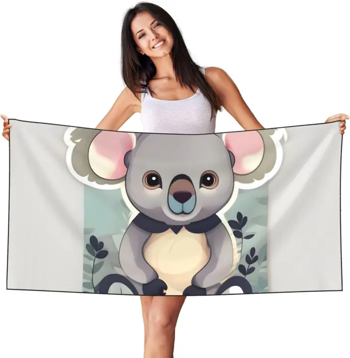 Hermosa toalla de piscina de hotel para las cuatro estaciones con estampado de koala, alta absorción de agua, varios colores - 1