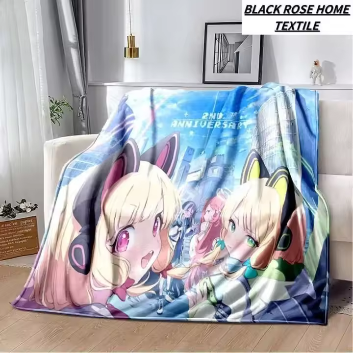 Manta para dormir de felpa Kawaii con estampado de arte moderno, archivo azul de Anime, sala de estar, sofá, regalo de cumpleaños para amigos y familiares - 1