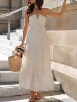 Nueva moda mujer vestido largo elegante sin mangas con cuello Halter vestido Floral vestido de verano gran oferta S-XL - details 24