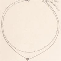 Gargantilla de perlas sencilla para mujer, cadena de doble capa a la moda, colgante de corazón de amor pequeño, collar, regalo de joyería al por mayor - details 8