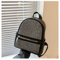 Mochila casual simple, moderna y de gran capacidad, diamantes de imitación de gas extranjero, bolsa de gas extranjero. - details 34