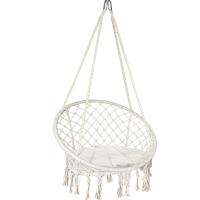 Silla Colgante Exterior con Flecos, Hamaca con Conjines y Kit de Suspensión, Ø80cm Silla Columpio para Interior y Exterior, Beiges - details 14