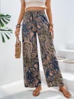 Pantalones de Verano Versátiles de Impresión Khaki Cintura Elástica, Legua Ancha, Comodidad Casual - details 1
