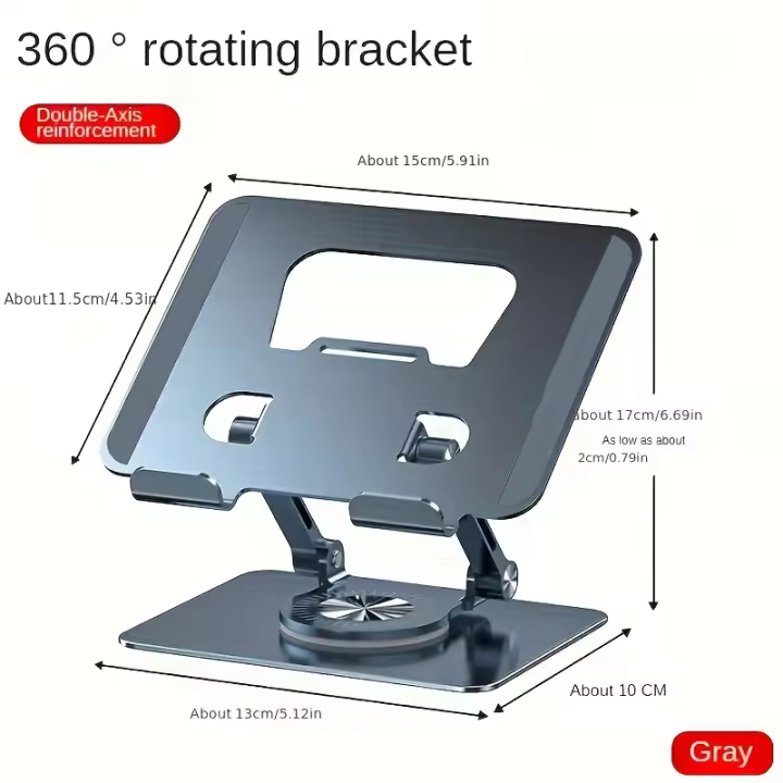 Soporte de Tableta de Metal Rotativo de 360 Grados Doblable, Ajustable, Disipación de Calor, Diseño Antideslizante - 1