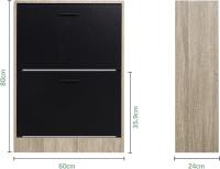 Mueble zapatero de 12 pares - Estantería de gran capacidad para vestíbulo o pasillo - (ancho) 60 x (profundidad) 24 x (alto) 80 cm - Madera clara blanca - details 147