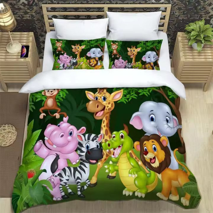 Conjunto de Ropa de Cama de Dibujos Animados Cubierta de Cojín para Niños Niñas - 1