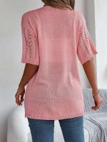 Cárdigan de punto elegante para mujer, a prueba de sol, camisetas huecas de manga corta para primavera y verano - details 16