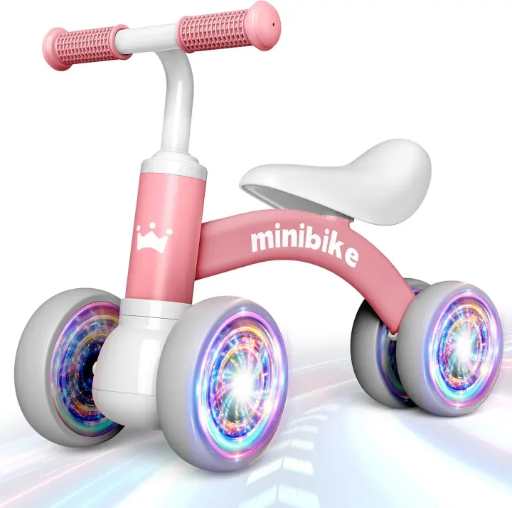 Bicicleta sin Pedales Luminosas con Cuatro Ruedas Juguete Seguro para Bebés de 12-24 Meses - 1