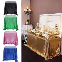 Mantel de Fiesta de Brillo de Lentejuelas Tela de Rosa Dorada con Sier de Poliéster para Boda, Cumpleaños, Banquete en Casa - details 27