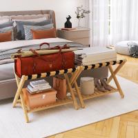 Soporte para Maleta Bambú Plegable con Estante Almacenamiento para Habitación Invitados, Dormitorio, Hotel, Resistente (Natural) - details 2