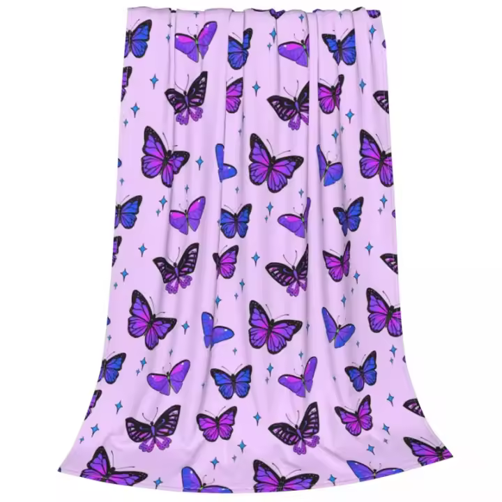 Mantas de animales y mariposas, manta de franela impresionante y transpirable para el hogar, restaurante, Primavera/otoño - 1