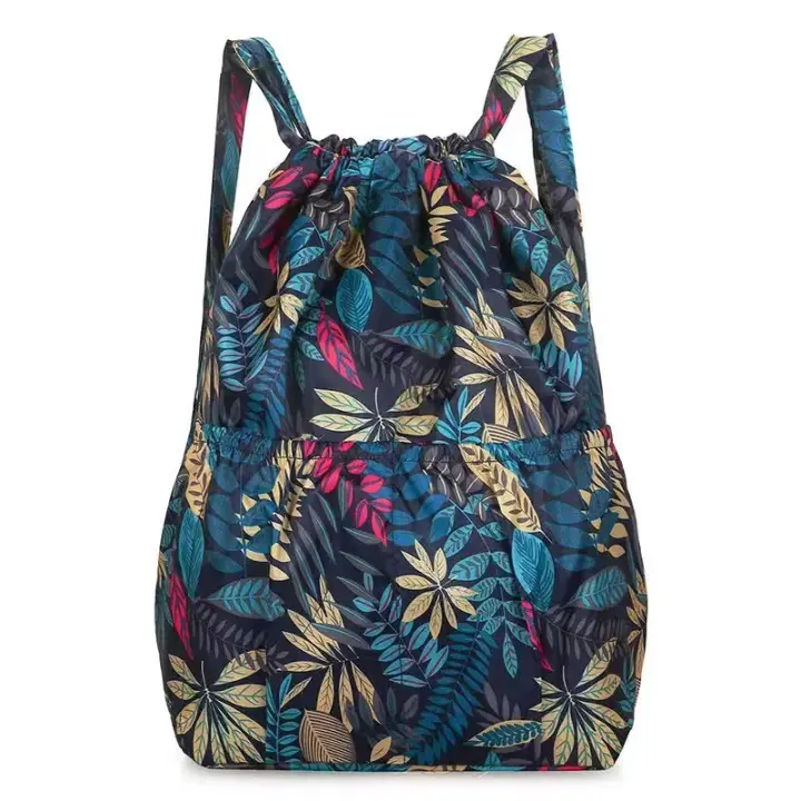 Mochila versátil de nailon con cordón para mujer, bolsa de deportes al aire libre, bolsa de cambio de gran capacidad, mochila de viaje ligera - 1