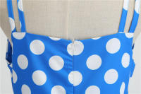 Vestido midi retro de fiesta con estampado de lunares, tirantes finos y cinturón para mujer - details 52