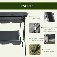 Columpio de Jardín de 3 Plazas Balance Exterior con Techo Ajustable y Marco de Acero Carga 240kg - details 3