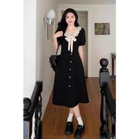 Vestido Vintage de Talla Grande con Cuello Redondo y Lazo Vestido Adelgazante de Estilo Veraniego para Ocultar la Forma del Cuerpo con Diseño Elegante - details 17
